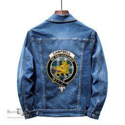 ScotsTee Shop Scottish Campbell Dress Clan Crest Tartan Scottish Denim Jacket