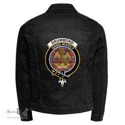 ScotsTee Shop Scottish Drummond of Strathallan Clan Crest Tartan Scottish Denim Jacket