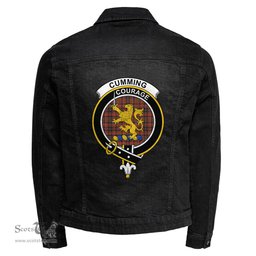 ScotsTee Shop Scottish Cumming Hunting Weathered Clan Crest Tartan Scottish Denim Jacket