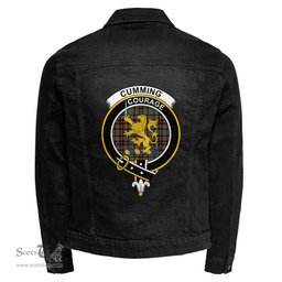 ScotsTee Shop Scottish Cumming Hunting Ancient Clan Crest Tartan Scottish Denim Jacket