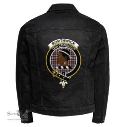 ScotsTee Shop Scottish Borthwick Dress Ancient Clan Crest Tartan Scottish Denim Jacket
