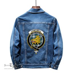 ScotsTee Shop Scottish Campbell Dress Ancient Clan Crest Tartan Scottish Denim Jacket