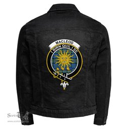 ScotsTee Shop Scottish MacLeod of Harris Ancient Clan Crest Tartan Scottish Denim Jacket
