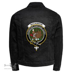 ScotsTee Shop Scottish MacKinnon Hunting Modern Clan Crest Tartan Scottish Denim Jacket