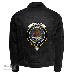 ScotsTee Shop Scottish Graham of Montrose Modern Clan Crest Tartan Scottish Denim Jacket