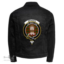 ScotsTee Shop Scottish Menzies Green Modern Clan Crest Tartan Scottish Denim Jacket