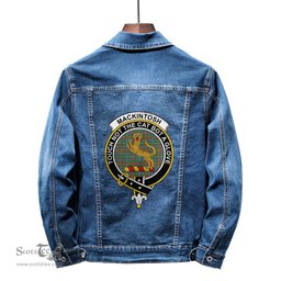 ScotsTee Shop Scottish MacKintosh Hunting Ancient Clan Crest Tartan Scottish Denim Jacket