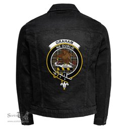 ScotsTee Shop Scottish Graham of Menteith Weathered Clan Crest Tartan Scottish Denim Jacket