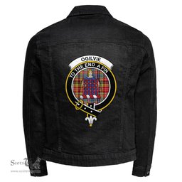 ScotsTee Shop Scottish Ogilvie of Airlie Ancient Clan Crest Tartan Scottish Denim Jacket
