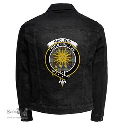 ScotsTee Shop Scottish MacLeod of Harris Weathered Clan Crest Tartan Scottish Denim Jacket