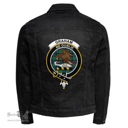 ScotsTee Shop Scottish Graham of Menteith Ancient Clan Crest Tartan Scottish Denim Jacket