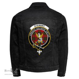 ScotsTee Shop Scottish Stewart of Appin Modern Clan Crest Tartan Scottish Denim Jacket