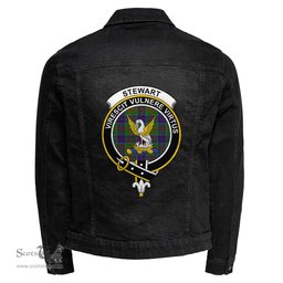 ScotsTee Shop Scottish Stewart of Appin Hunting Modern Clan Crest Tartan Scottish Denim Jacket