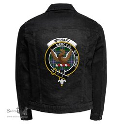ScotsTee Shop Scottish Wishart Hunting Modern Clan Crest Tartan Scottish Denim Jacket