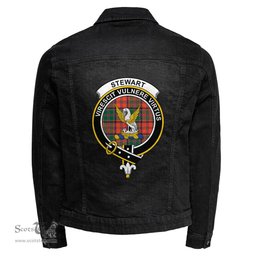 ScotsTee Shop Scottish Stewart of Appin Ancient Clan Crest Tartan Scottish Denim Jacket