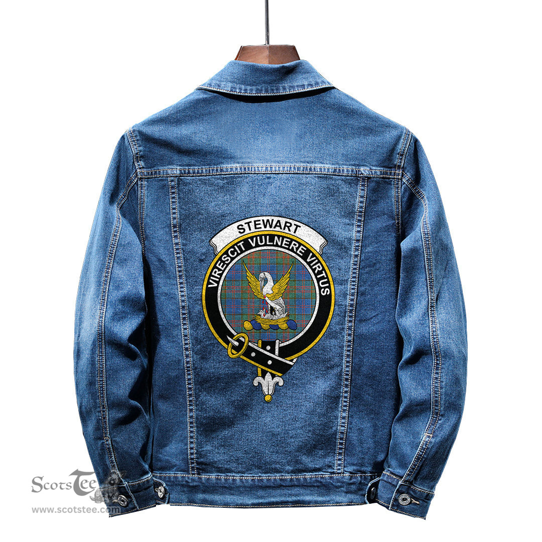 ScotsTee Shop Scottish Stewart of Appin Hunting Ancient Clan Crest Tartan Scottish Denim Jacket
