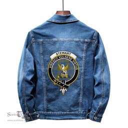 ScotsTee Shop Scottish Stewart of Appin Hunting Ancient Clan Crest Tartan Scottish Denim Jacket