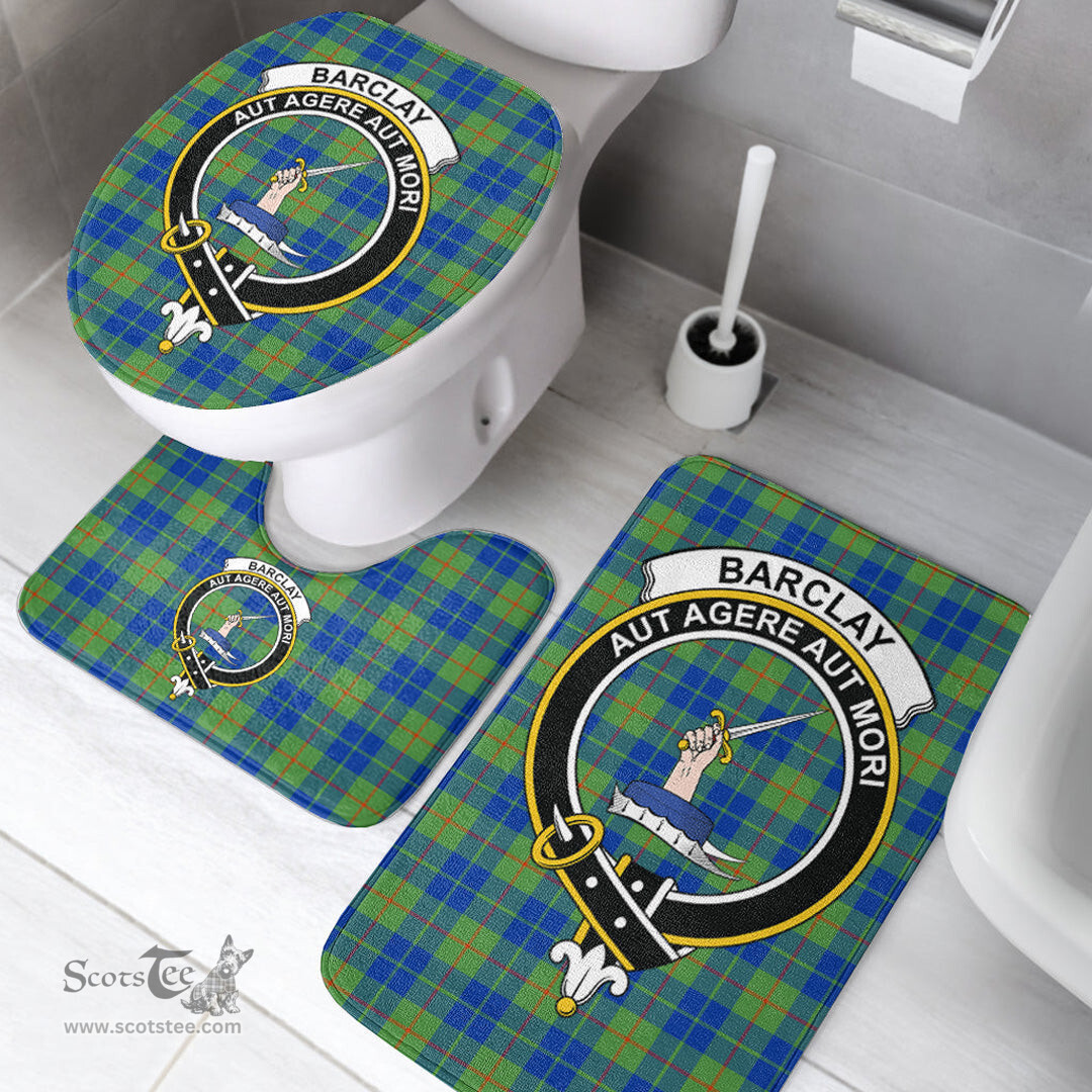 Scottish Barclay Hunting Ancient Clan Crest Tartan Bath Rug Set Plaid Bathroom Set