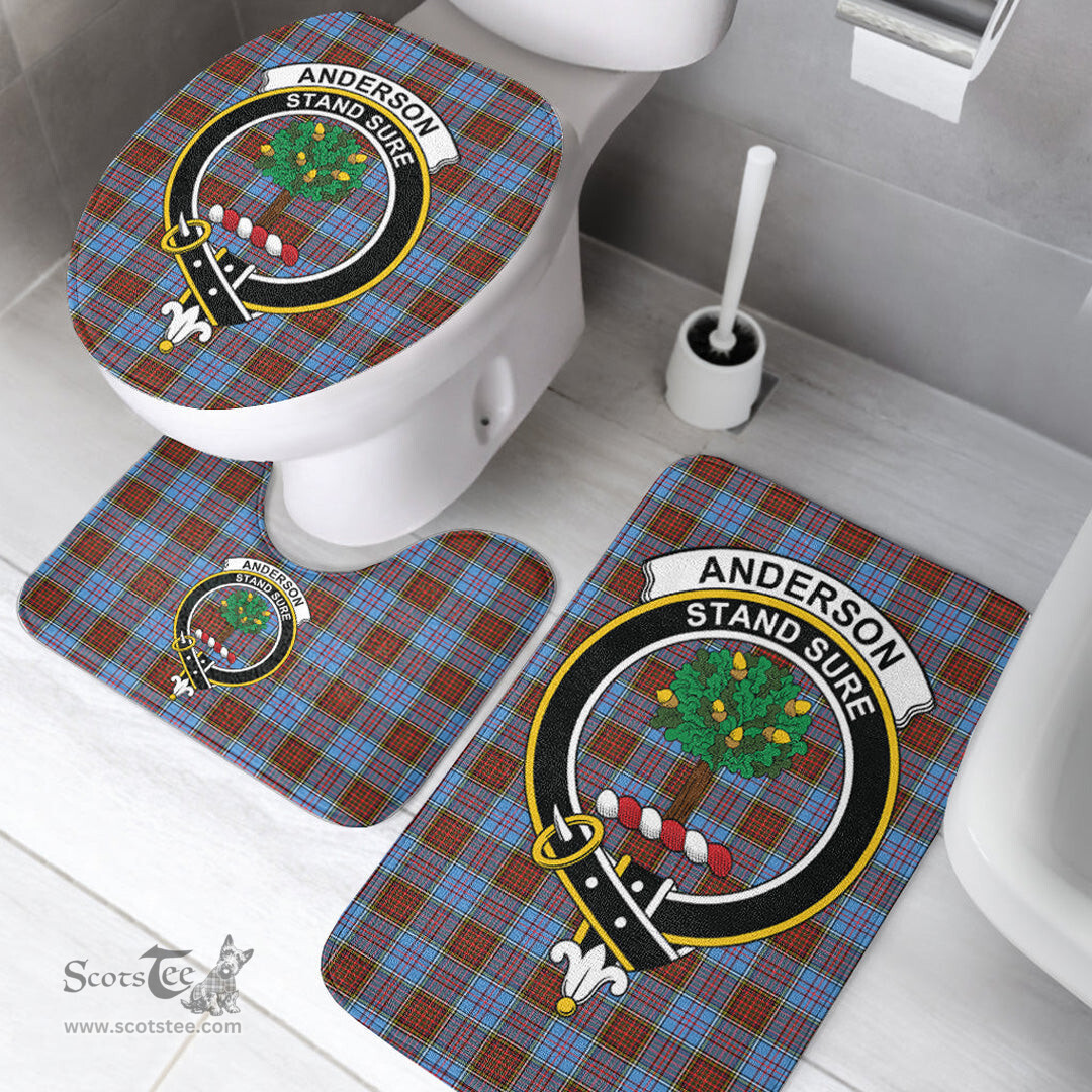 Scottish Anderson Modern Clan Crest Tartan Bath Rug Set Plaid Bathroom Set