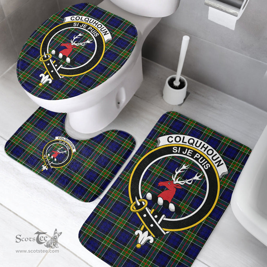 Scottish Colquhoun Modern Clan Crest Tartan Bath Rug Set Plaid Bathroom Set