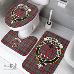 Scottish Crawford Modern Clan Crest Tartan Bath Rug Set Plaid Bathroom Set