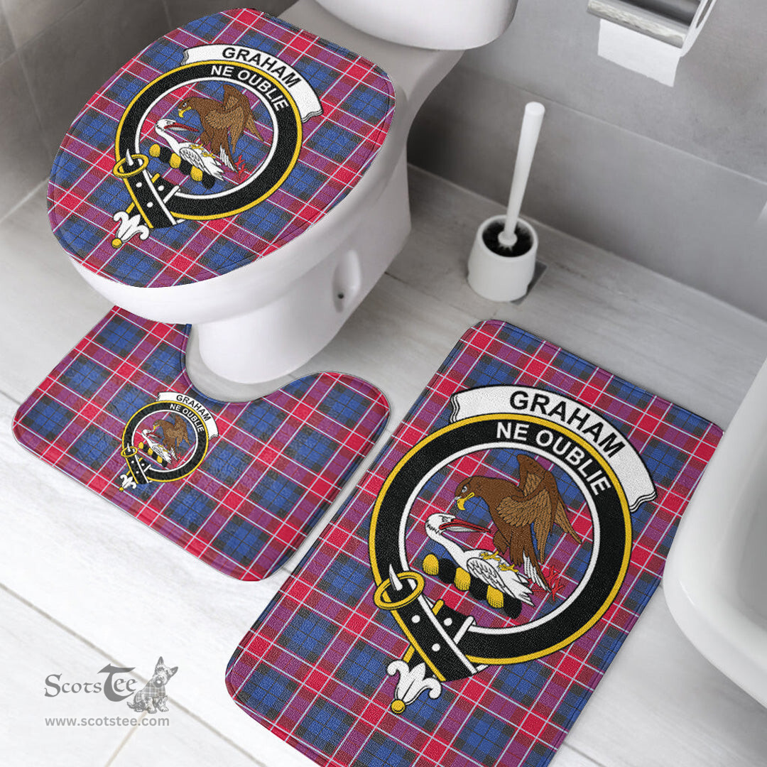 Scottish Graham of Menteith Red Clan Crest Tartan Bath Rug Set Plaid Bathroom Set