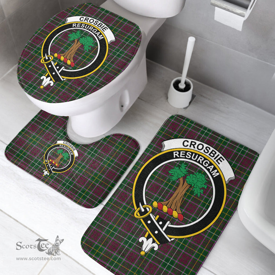 Scottish Crosbie Clan Crest Tartan Bath Rug Set Plaid Bathroom Set