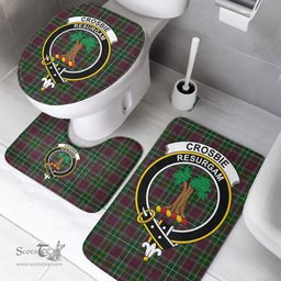 Scottish Crosbie Clan Crest Tartan Bath Rug Set Plaid Bathroom Set