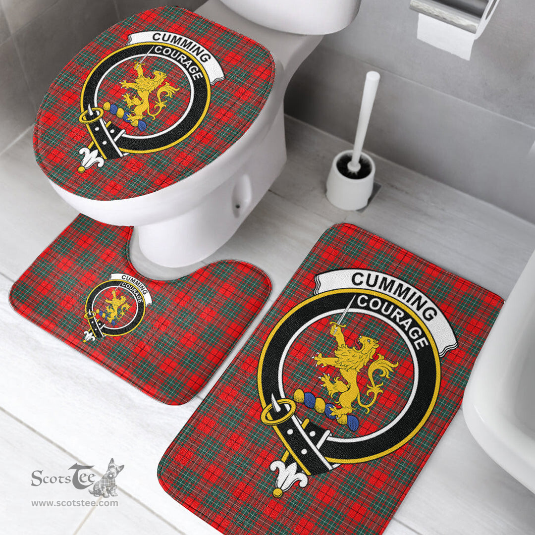 Scottish Cumming Modern Clan Crest Tartan Bath Rug Set Plaid Bathroom Set