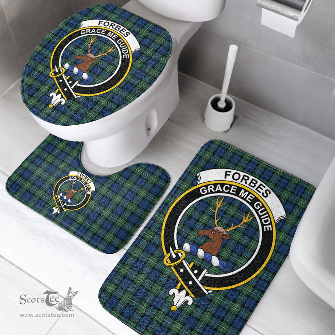 Scottish Forbes Ancient Clan Crest Tartan Bath Rug Set Plaid Bathroom Set