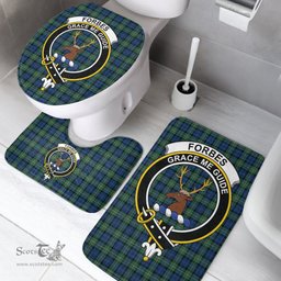 Scottish Forbes Ancient Clan Crest Tartan Bath Rug Set Plaid Bathroom Set