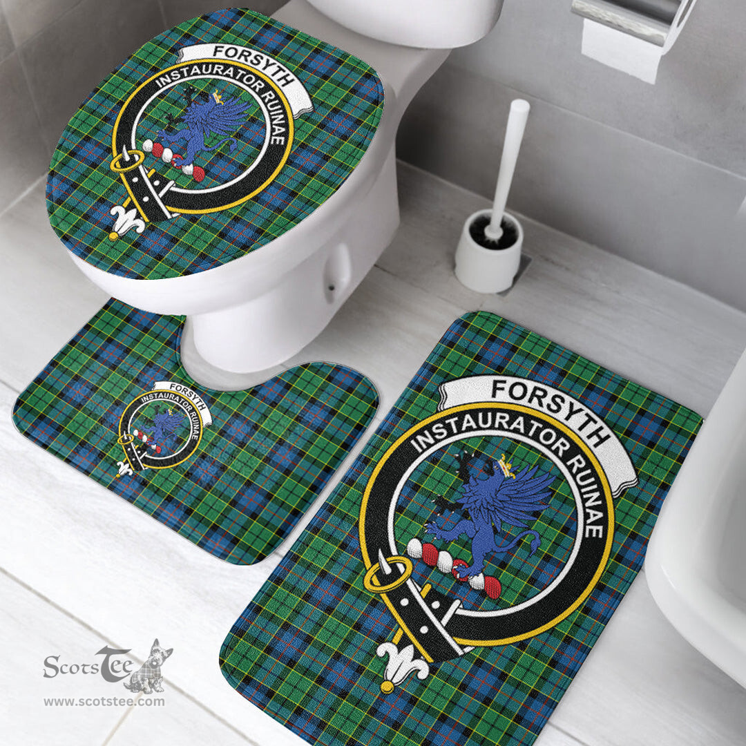 Scottish Forsyth Ancient Clan Crest Tartan Bath Rug Set Plaid Bathroom Set