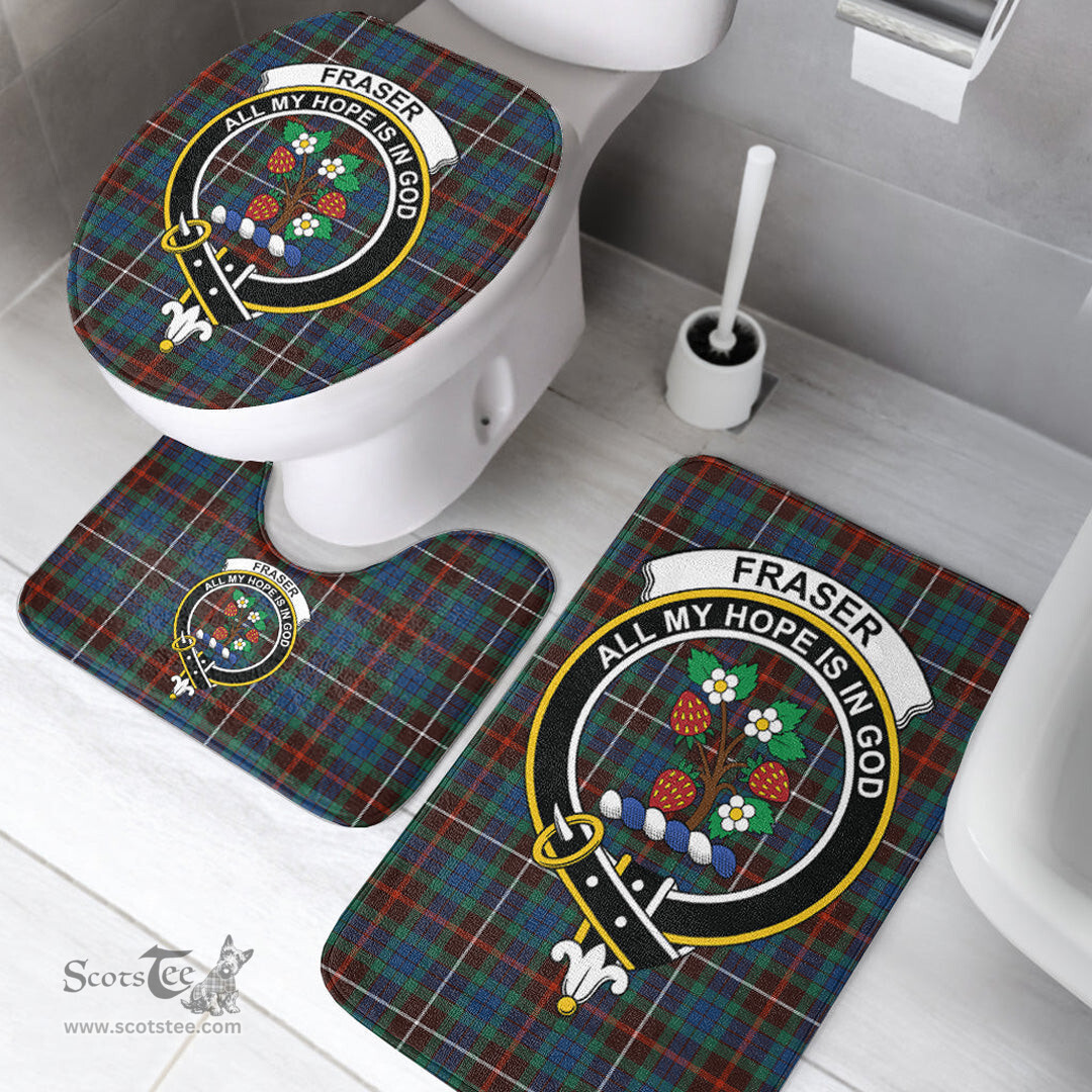 Scottish Fraser Hunting Ancient Clan Crest Tartan Bath Rug Set Plaid Bathroom Set