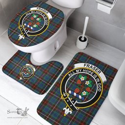Scottish Fraser Hunting Ancient Clan Crest Tartan Bath Rug Set Plaid Bathroom Set
