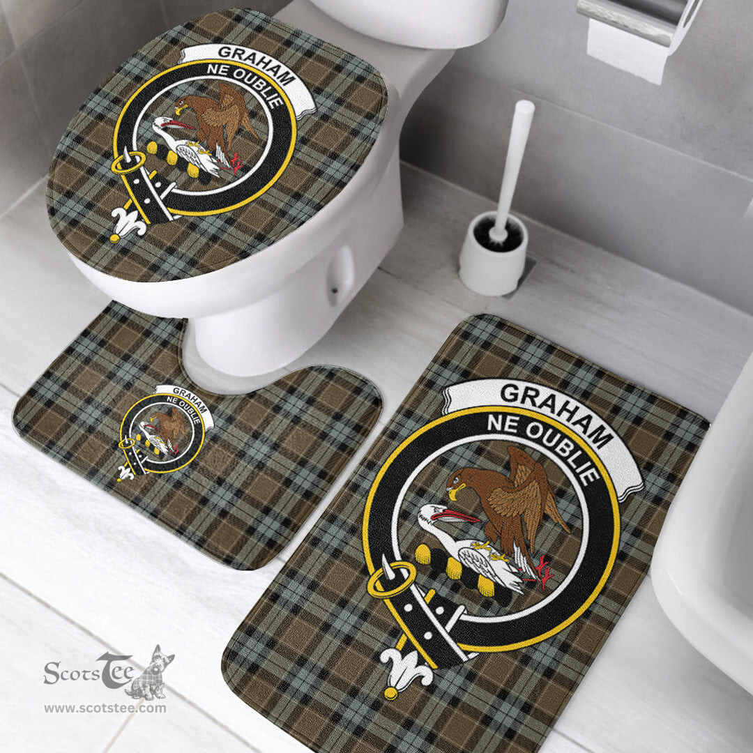Scottish Graham of Menteith Weathered Clan Crest Tartan Bath Rug Set Plaid Bathroom Set