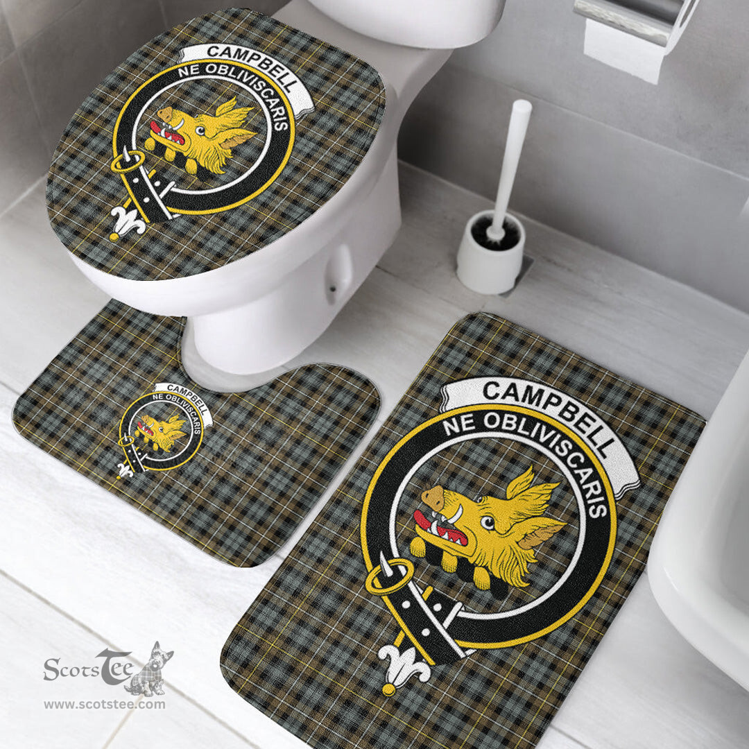 Scottish Campbell Argyll Weathered Clan Crest Tartan Bath Rug Set Plaid Bathroom Set