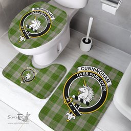Scottish Cunningham Dress Green Dancers Clan Crest Tartan Bath Rug Set Plaid Bathroom Set