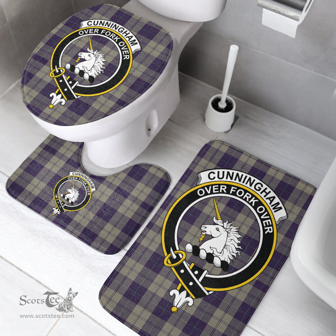 Scottish Cunningham Dress Blue Dancers Clan Crest Tartan Bath Rug Set Plaid Bathroom Set