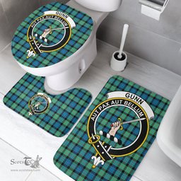Scottish Gunn Ancient Clan Crest Tartan Bath Rug Set Plaid Bathroom Set