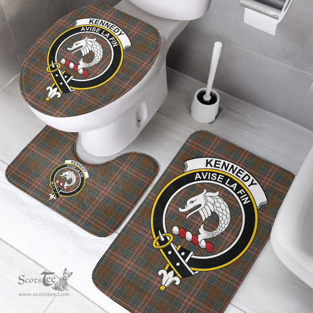 Scottish Kennedy Weathered Clan Crest Tartan Bath Rug Set Plaid Bathroom Set