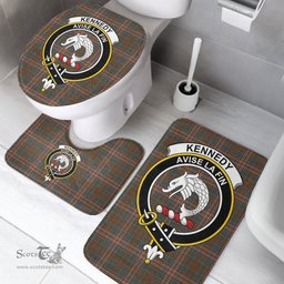 Scottish Kennedy Weathered Clan Crest Tartan Bath Rug Set Plaid Bathroom Set