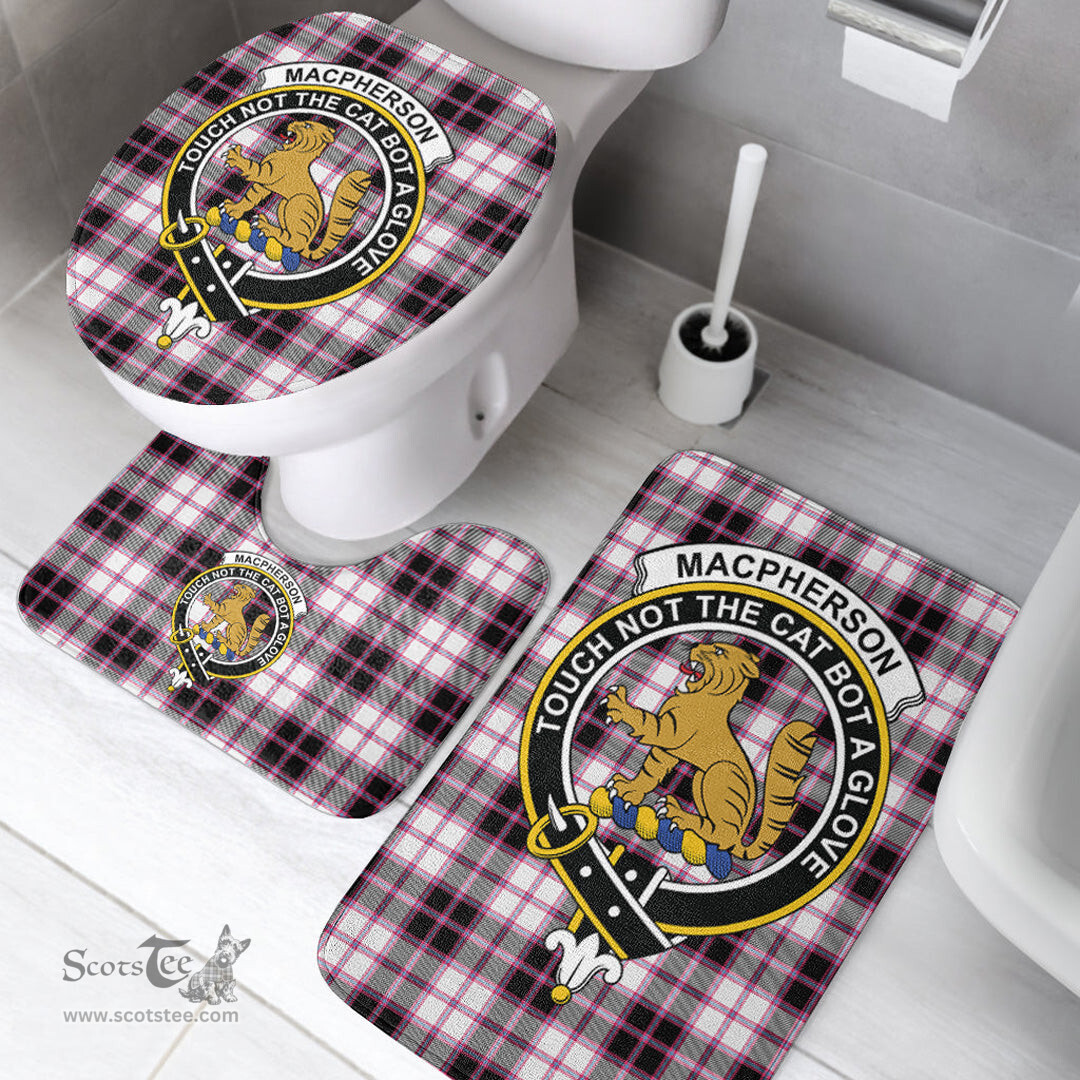 Scottish MacPherson Hunting Modern Clan Crest Tartan Bath Rug Set Plaid Bathroom Set