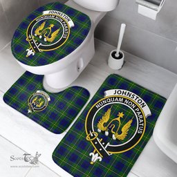 Scottish Johnston Modern Clan Crest Tartan Bath Rug Set Plaid Bathroom Set