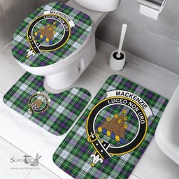 Scottish MacKenzie Dress Modern Clan Crest Tartan Bath Rug Set Plaid Bathroom Set