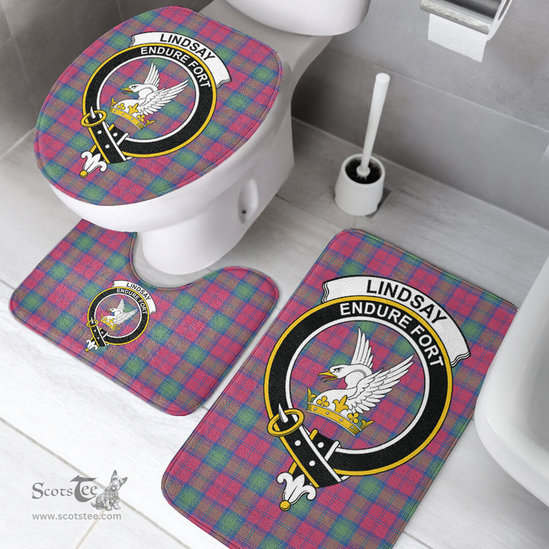 Scottish Lindsay Ancient Clan Crest Tartan Bath Rug Set Plaid Bathroom Set