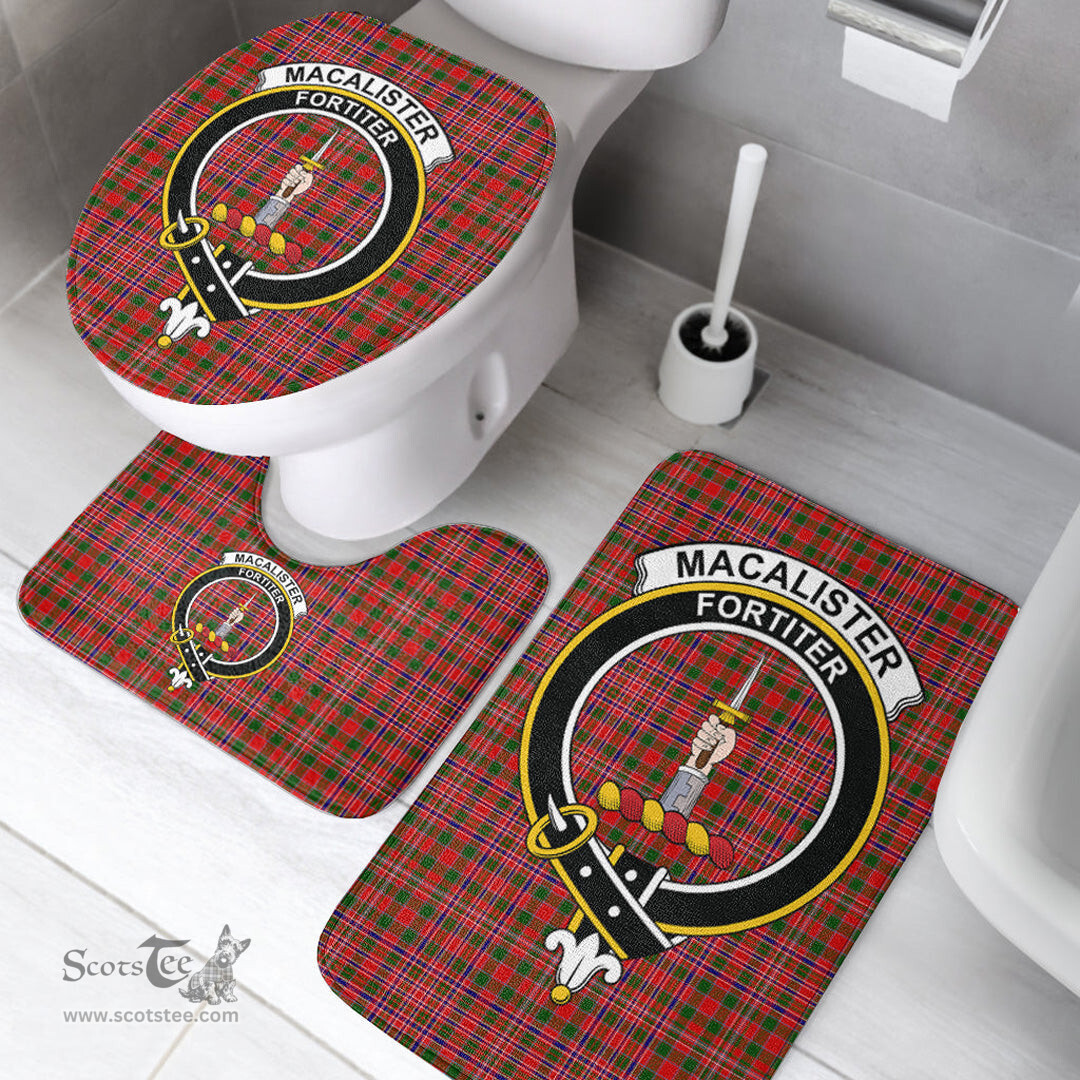Scottish MacAlister Modern Clan Crest Tartan Bath Rug Set Plaid Bathroom Set