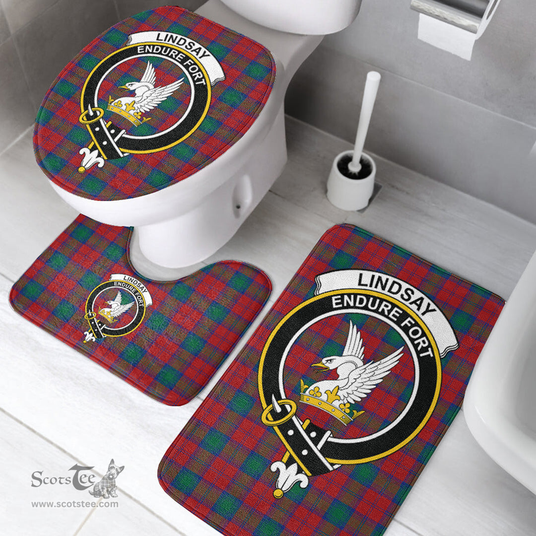 Scottish Lindsay Modern Clan Crest Tartan Bath Rug Set Plaid Bathroom Set