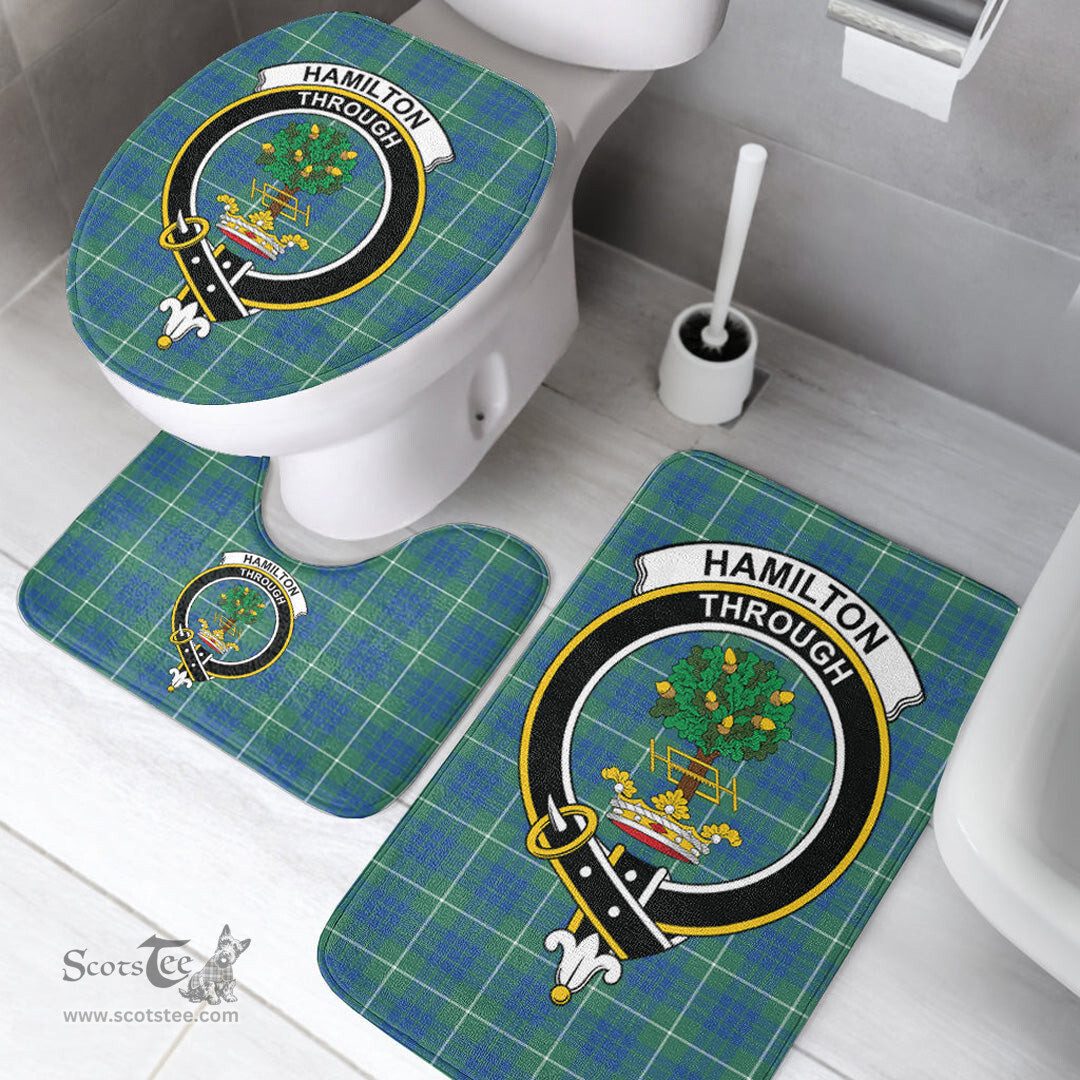 Scottish Hamilton Hunting Ancient Clan Crest Tartan Bath Rug Set Plaid Bathroom Set