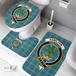 Scottish Hamilton Hunting Ancient Clan Crest Tartan Bath Rug Set Plaid Bathroom Set