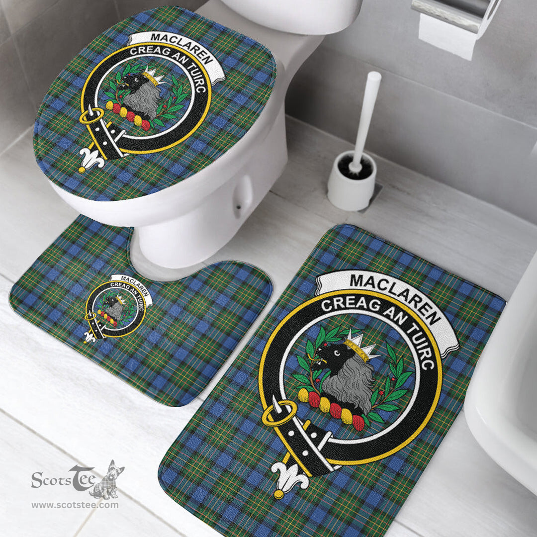Scottish MacLaren Ancient Clan Crest Tartan Bath Rug Set Plaid Bathroom Set